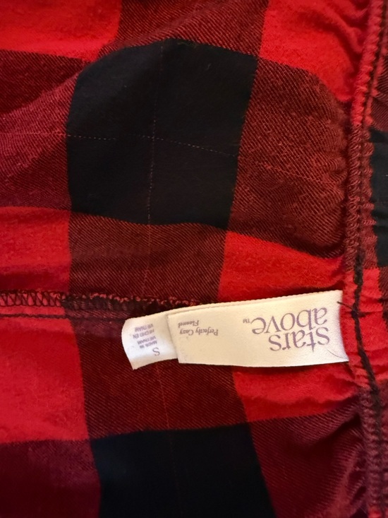 stars above Red and Black Buffalo Plaid Lounge Shorts - Picture 5 of 5